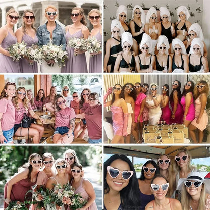 Heart Shaped Sunglasses Wedding Bride Bridesmaid Gift Bachelorette Party Favors Bridal Squad Glasses Bulk 12/24/36/48/60PCS