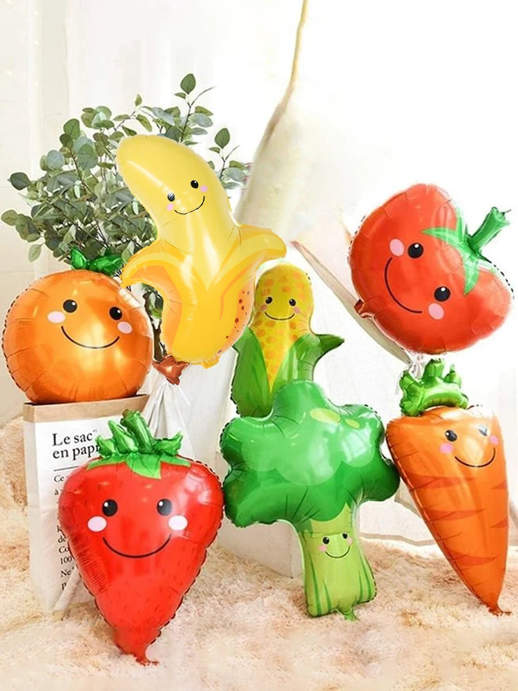 1/7pcs Strawberry Broccoli Corn Banana Tomato Orange Carrot Balloons Suitable for Birthday, Baptism, Summer Party, Fruit Theme