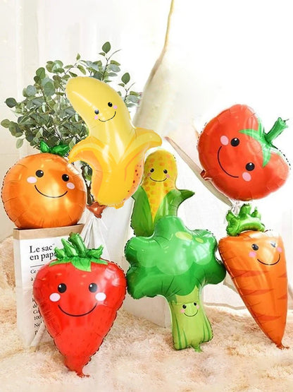 1/7pcs Strawberry Broccoli Corn Banana Tomato Orange Carrot Balloons Suitable for Birthday, Baptism, Summer Party, Fruit Theme