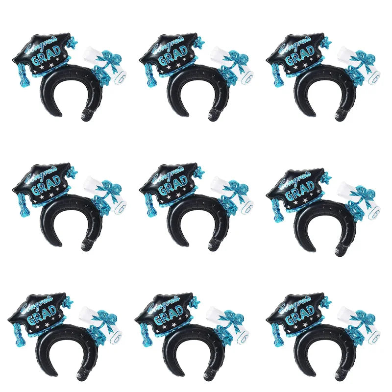 10/30/50-Piece Set New Black Graduation Cap Headband Balloon Set Inflatable 2025 Graduation Season Party Decorations