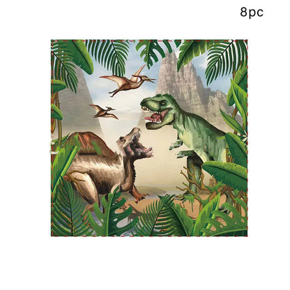 Dinosaur Theme Party Disposable Tableware Cretaceous Dinosaur Paper Plates Napkins Cups Boys Happy Dino Birthday Party Supplies