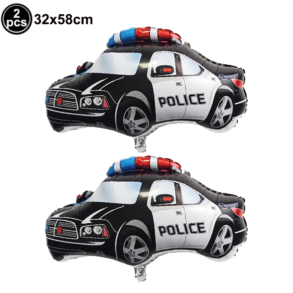 Blue Car Police Truck Foil Balloon Boys Birthday Balloons 4D Standing Balloons Baby Shower Police Themed Birthday Party Decors