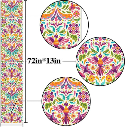 Mexican Day of The Dead  Linen Table Runners Dresser Scarf Mexico Dia De Los Muertos Table Runner for Kitchen Dining Table Decor