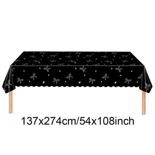 Black Bow Party Supplies Bow Birthday Party Dinner Plate Cup Napkin Toppers Bow Party Decors for Bachelorette Bridal Baby Shower