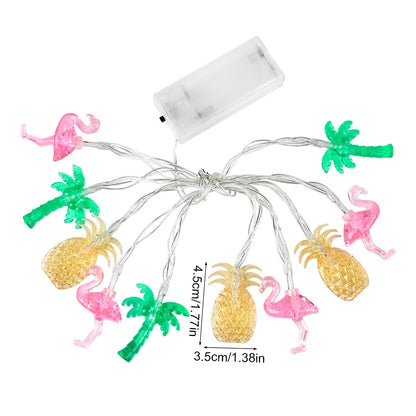 1.5M 10LED Flamingo Pineapple String Light Summer Tropical Hawaiian Party Decoration Palm Tree Fairy Light Garland Beach Wedding