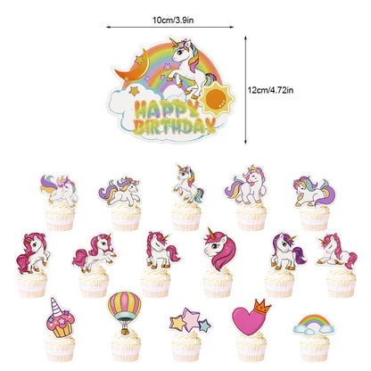 Rainbow Unicorn Party Balloons Disposable Tableware Gift Bags For Kids Girl Unicorn Birthday Party Decoration Favors Supplies