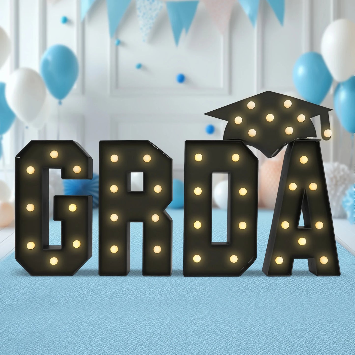 70cm GRAD Light Up Letters,Graduation Decoration LED Letter Lights,LED Letter Light,Freestanding/Wall-mounted