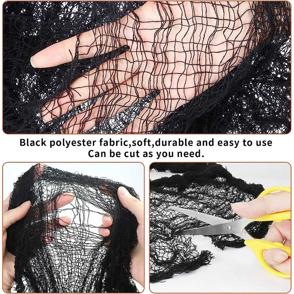 Creepy Cloth Spooky Halloween Decoration White Black Gauze Window Door Cover Scary Party Horror House Props Hallow Home Supplies
