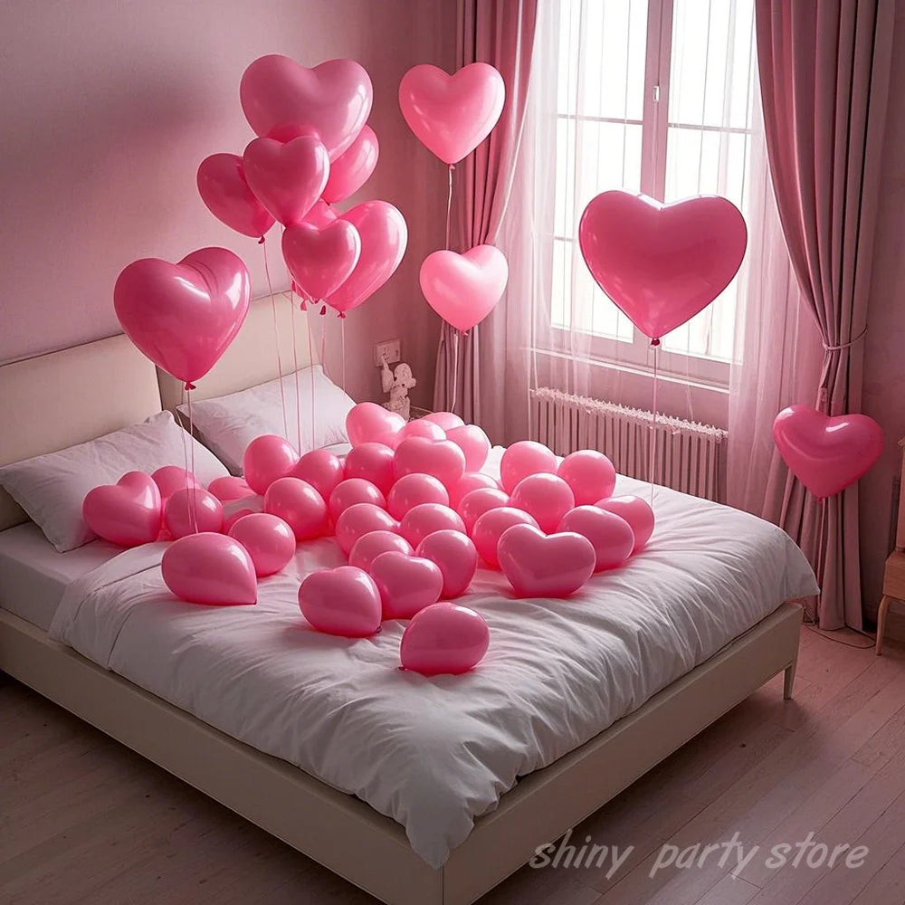 20/50pcs White Heart Balloons Love Inflatable Air Helium Balloon Valentine's Day Marriage Wedding Birthday Party Decor Supplies