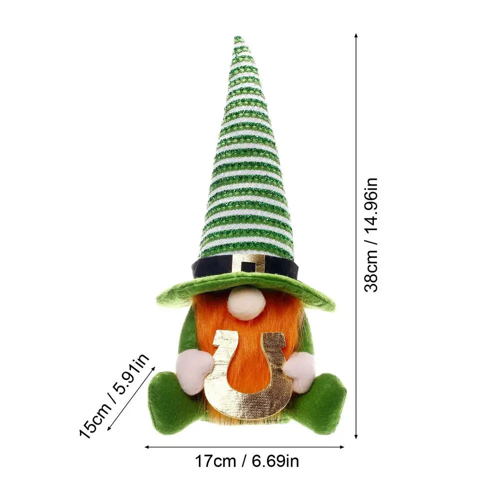 funny St Patricks Day Gnomes Green Leprechaun Faceless Dwarf Doll Shamrock Tiered Tray Decor Shamrock Holiday Ornament supplies