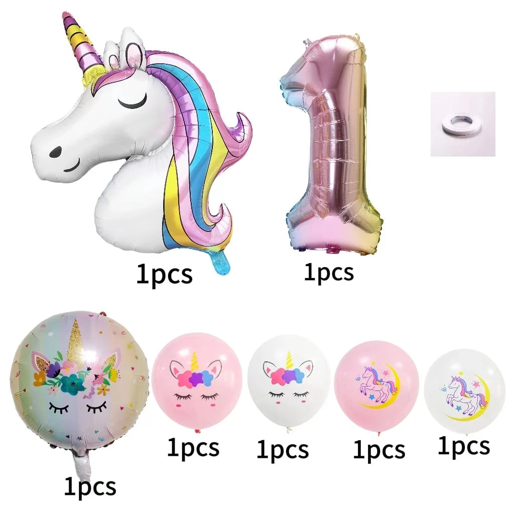Unicorn Party Balloons Number Foil Balloons 1 2 3 4 Years Unicorn Birthday Party Decoration Rainbow Unicorn Balloons Baby Shower