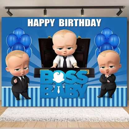 Cartoon Boss-Boys-Girls Theme Newborn 1st Birthday Party Decor Disposable Tableware Backdrop Balloons Baby Shower For Kids Gifts