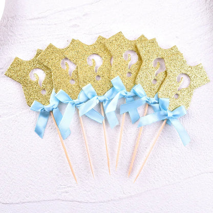 Gender Reveal Cake Topper He Or She Boy Or Girl Cake Flags Baby Birthday Party Cake Decor DIY Baby Shower Cupcake Toppers