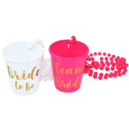 1Set Team Bride To Be Cup Plastic Shot Glasses Necklace Bachelorette Party Supplies Wedding Bridal Shower Hen Night Decorations