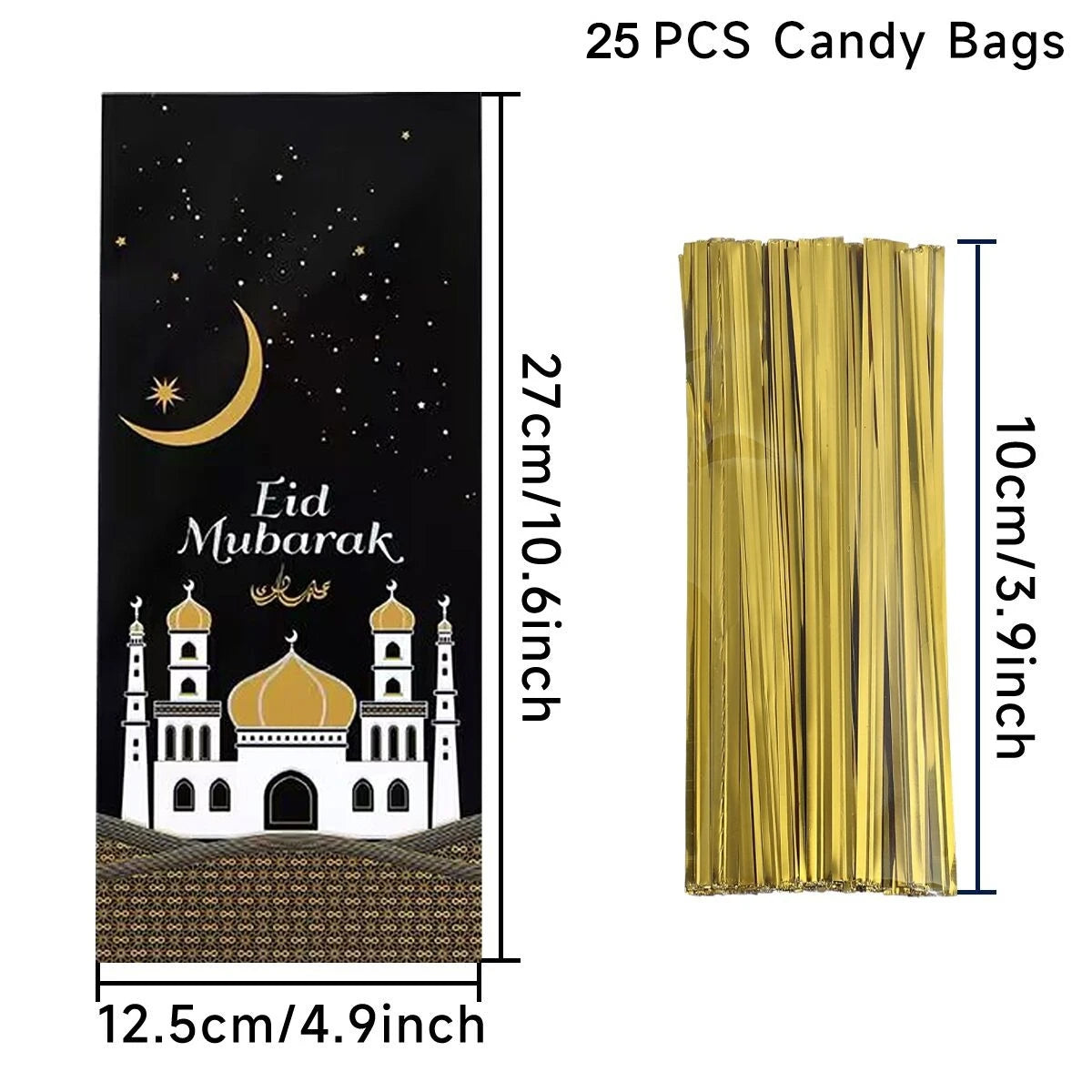 Eid Mubarak Gift Bags Plastic Candy Cookie Bag Ramadan Kareem Decoration 2025 Islamic Muslim Party Supplies Eid Gifts