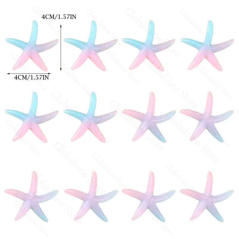 Mermaid Tail Cake Toppers Under the Sea Cake Decoration Seashell Sea Star Cake Topper for Birthday Baby Shower Wedding Cake Deco