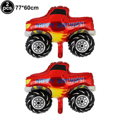 Monster Truck Birthday Party Paper Plates Cup Napkin Tablecloth Balloon Hanging Swirls Banner Monster Truck Birthday Party Decor