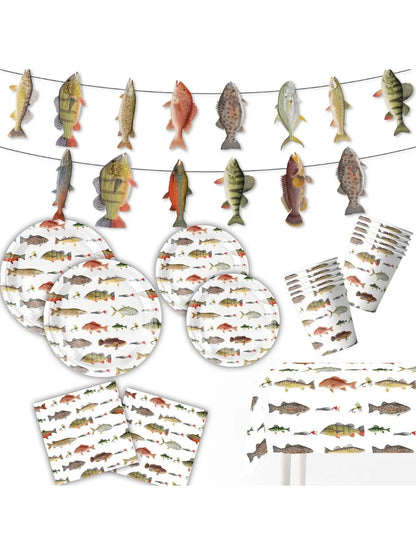10Guests Gone Fishing Party Disposable Tableware Little Fisherman Goes Fishing for Birthday Party Supplie