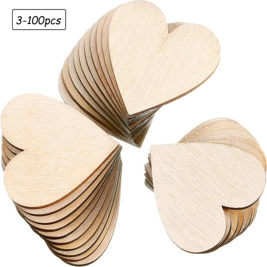 1-10cm Unfinished Wooden Hearts Love Blank Wood Slices DIY Wooden Crafts For Christmas Painting Wedding Ornaments