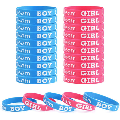 20pcs Gender Reveal Silicone Bracelets Team Boy Team Girl Wristband Party Games Gift Decoration Boy or Girl Baby Shower Favors