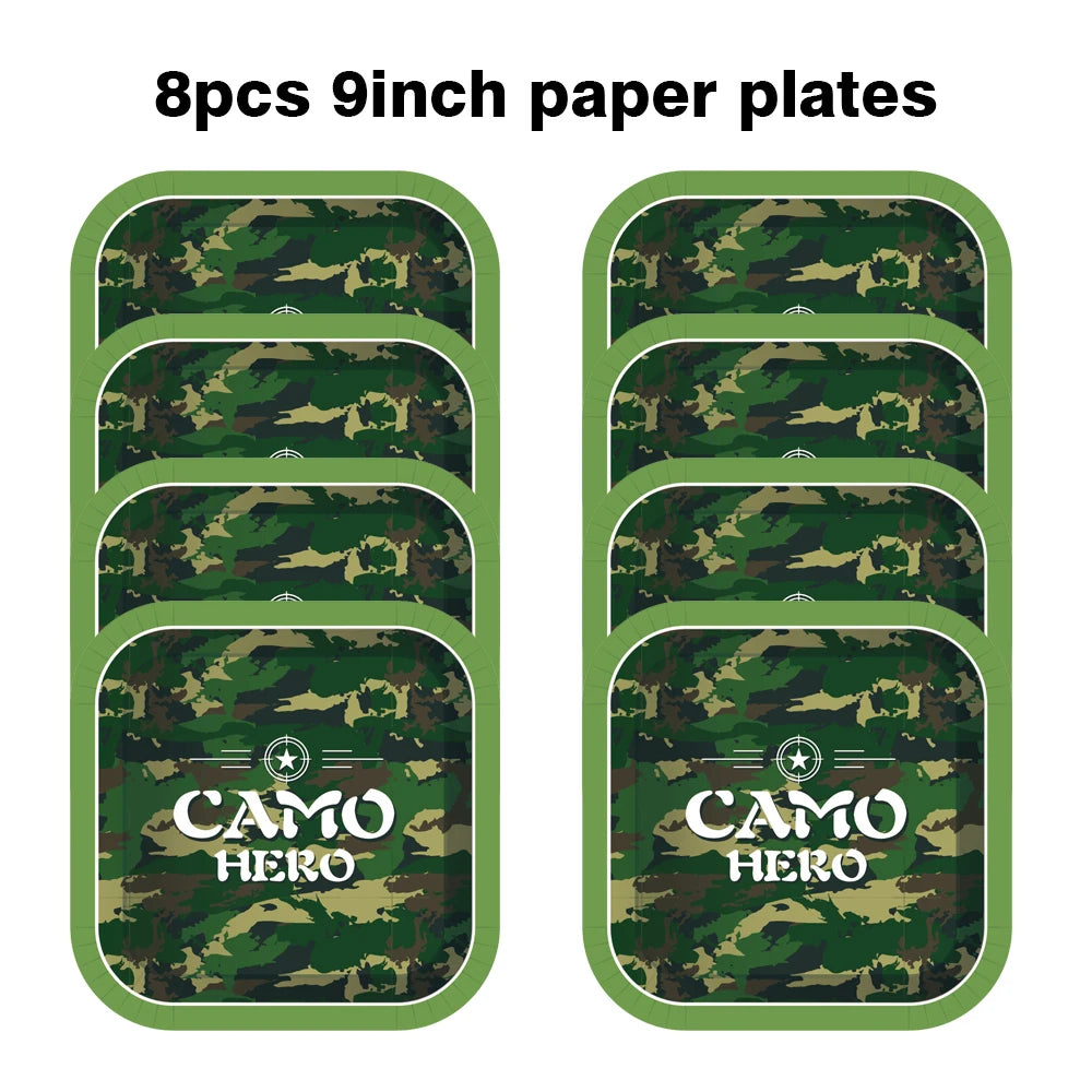 Army Party Tableware Camouflage Green Plates Cups Tablecloths Camouflage Balloons Military Theme Birthday Party Decorations