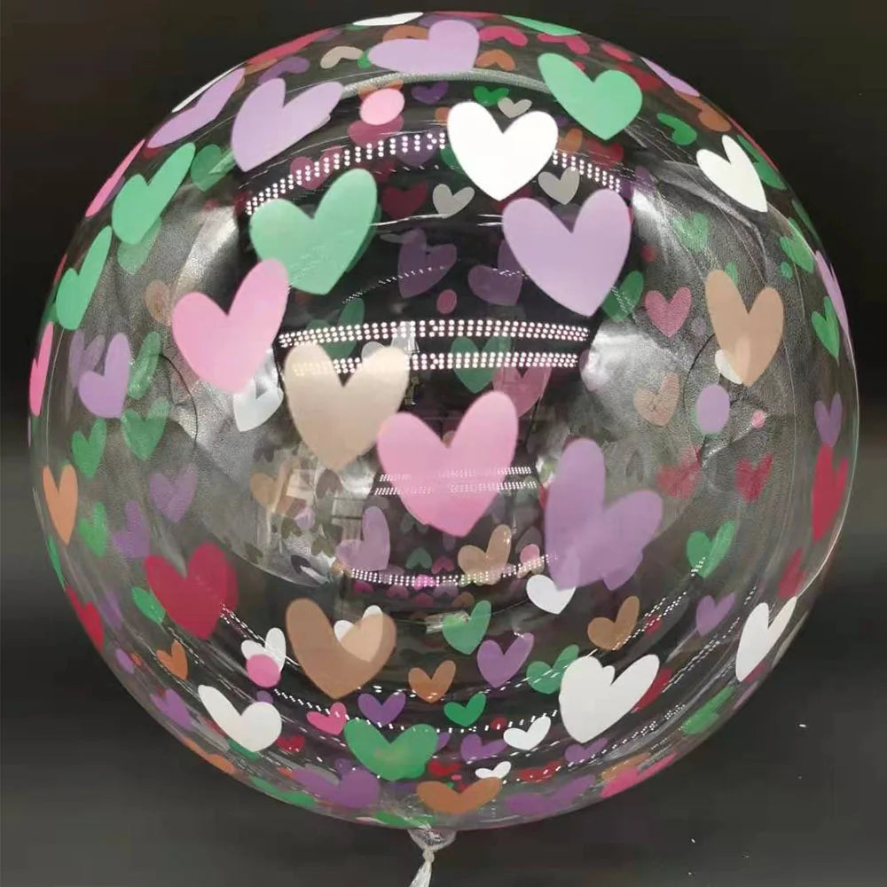 5/10/30pcs LOVE Heart Printed Bubble Balloon 20inch Transparent Bobo Balloon Wedding Birthday Party Valentine's Day Decoration