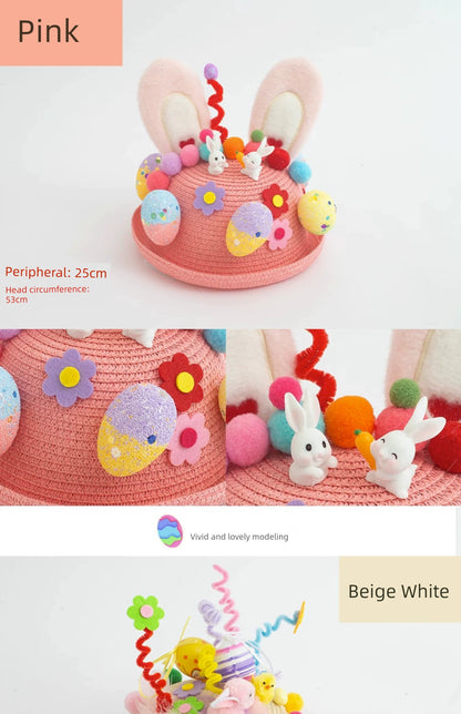 Easter Hat DIY Rabbit Chicken Kindergarten Handmade Material Kit Kids Matching Performance and Catwalk Activity
