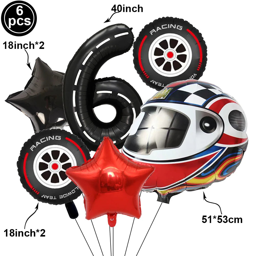 Race Car 2nd Birthday Decorations Tableware Paper Plates Cups Large Racing Car Balloons Kids Two Fast Birthday Party Supplies