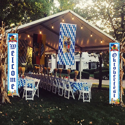 Beer Flag The Munich Oktoberfest Event Party Decorations Door Hanging Banner 1 Pair Tapestry Polyester Printed for Home Outdoor