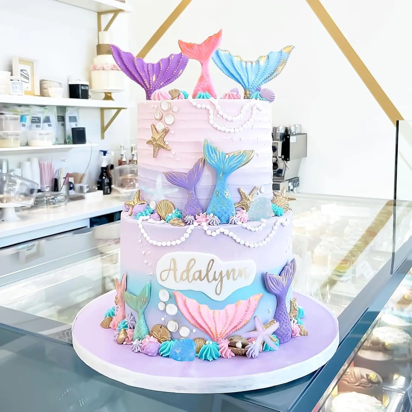 Mermaid Tail Cake Toppers Under the Sea Cake Decoration Seashell Sea Star Cake Topper for Birthday Baby Shower Wedding Cake Deco