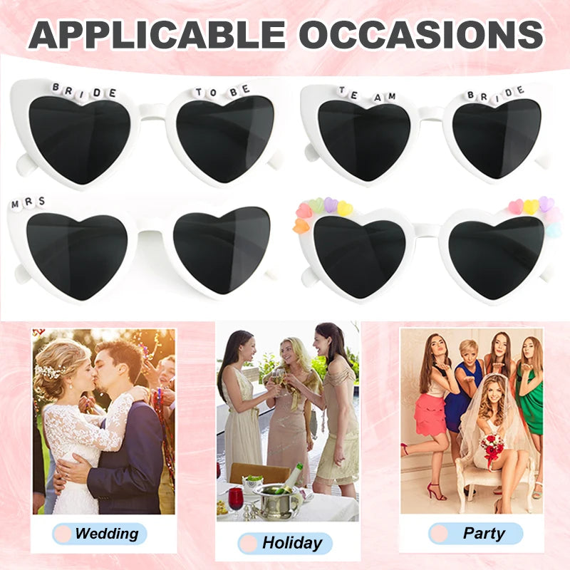 Heart Shaped Sunglasses Wedding Bride Bridesmaid Gift Bachelorette Party Favors Bridal Squad Glasses Bulk 12/24/36/48/60PCS