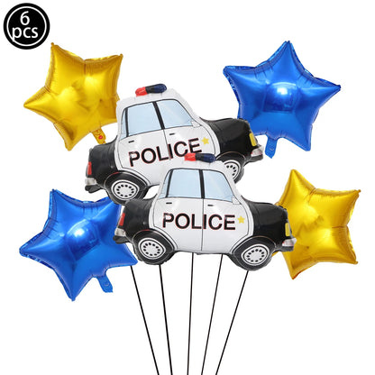 Blue Car Police Truck Foil Balloon Boys Birthday Balloons 4D Standing Balloons Baby Shower Police Themed Birthday Party Decors