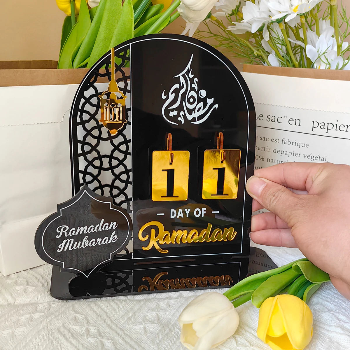 Ramadan Kareem Countdown Calendar Ornament Eid Mubarak Decoration 2025 For Home Muslim Islamic Festival Eid Al-Fitr Party Favors