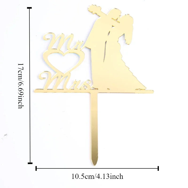 MR MRS Cake Topper Acrylic Black Wedding Cake Topper Decorations Mariage Baking Tools Party Supplies