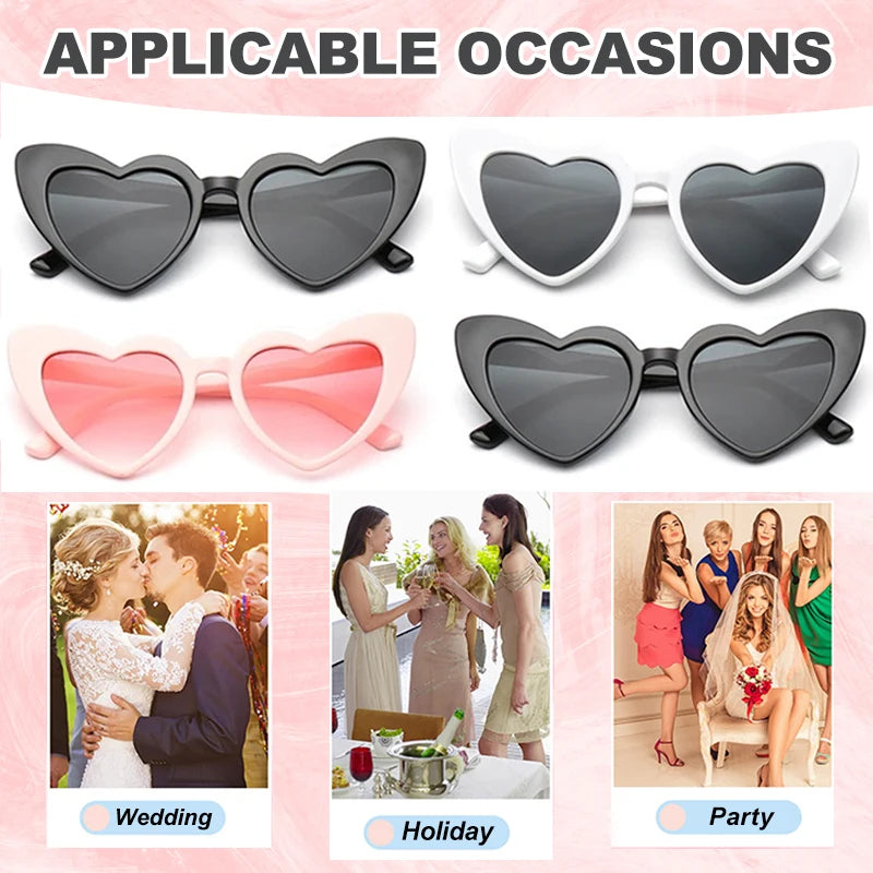 Heart Shaped Sunglasses Wedding Bride Bridesmaid Gift Bachelorette Party Favors Bridal Squad Glasses Bulk 12/24/36/48/60PCS