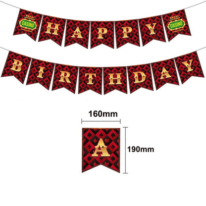 Las Vegas Theme Casino Backdrop Hanging decor Garland Banner Poker tablecloth table cover Casino Night Poker Party Decorations
