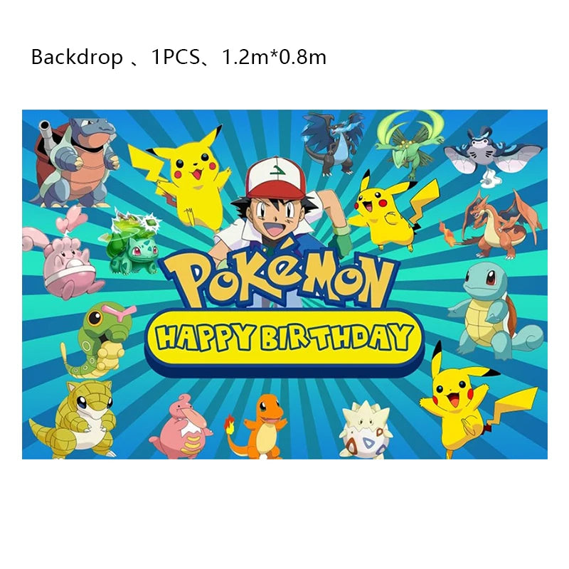 Pokemon Birthday Party Decoration New Lightning Pikachu Balloon For Kids Event Supplies Disposable Tableware Banner Backdrop