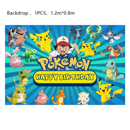 Pokemon Birthday Party Decoration New Lightning Pikachu Balloon For Kids Event Supplies Disposable Tableware Banner Backdrop