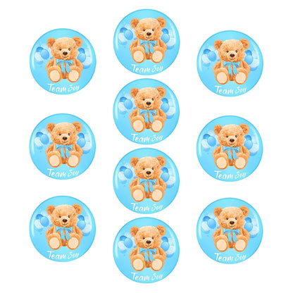10pcs Gender Reveal Theme Tinplate Badges Cute Bear Team Boy Girl Button Pins Baby Shower Birthday Party Favors Decoration
