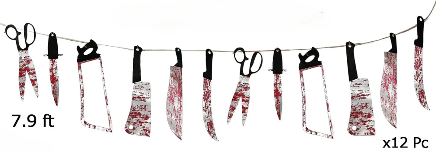 32PCS Halloween Bloody Banner Props. For zombie/vampire party. Fits haunted house. Weapon banner. Great Halloween décor
