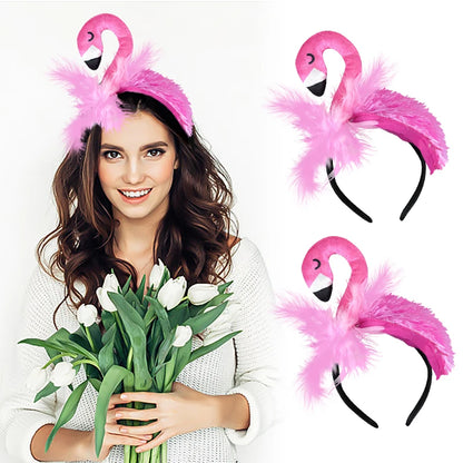 Flamingo Headwear Flamingo Theme Birthday Party Decoration Summer Hawaii Party Costume Cosplay Photo Props Flamingo Hair Hoop