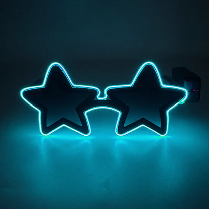 Wireless EL Glowing Party Glasses LED Light Up Five Stars Glasses Birthday Wedding Halloween Supplies Night Club Disco Props