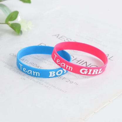 20pcs Gender Reveal Silicone Bracelets Team Boy Team Girl Wristband Party Games Gift Decoration Boy or Girl Baby Shower Favors