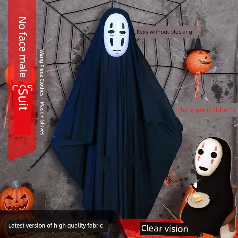 Qianhe Qianxun Faceless Male Cos Costume Comic Exhibition Cosplay Halloween Children Adult Clothes Miyazaki Anime