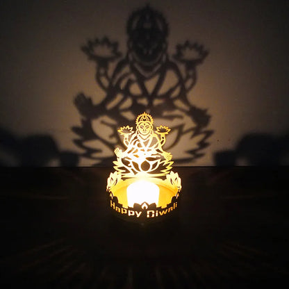 1Pc Art Metal Buddha Statue Candle Holder Crafts Home Decoration Hollow Shadow Diwali Festival Fortune Candle Lamp