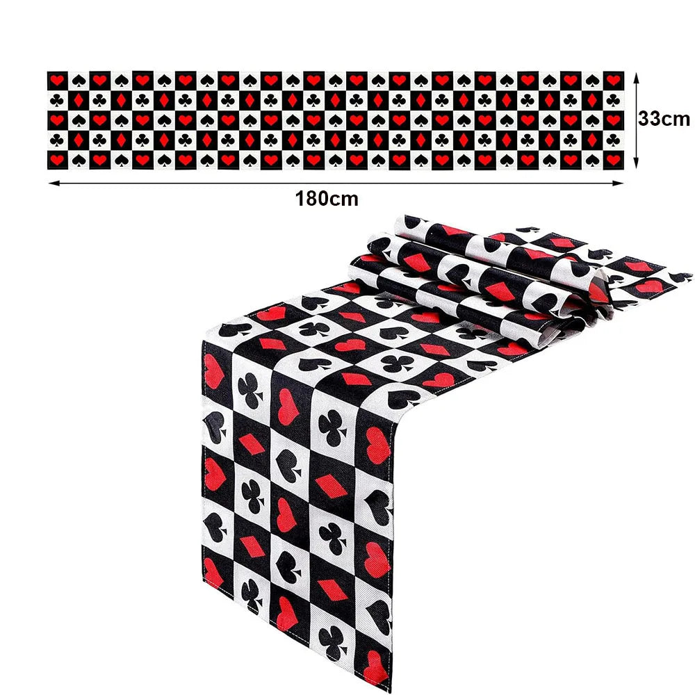 Las Vegas Theme Casino Backdrop Hanging decor Garland Banner Poker tablecloth table cover Casino Night Poker Party Decorations