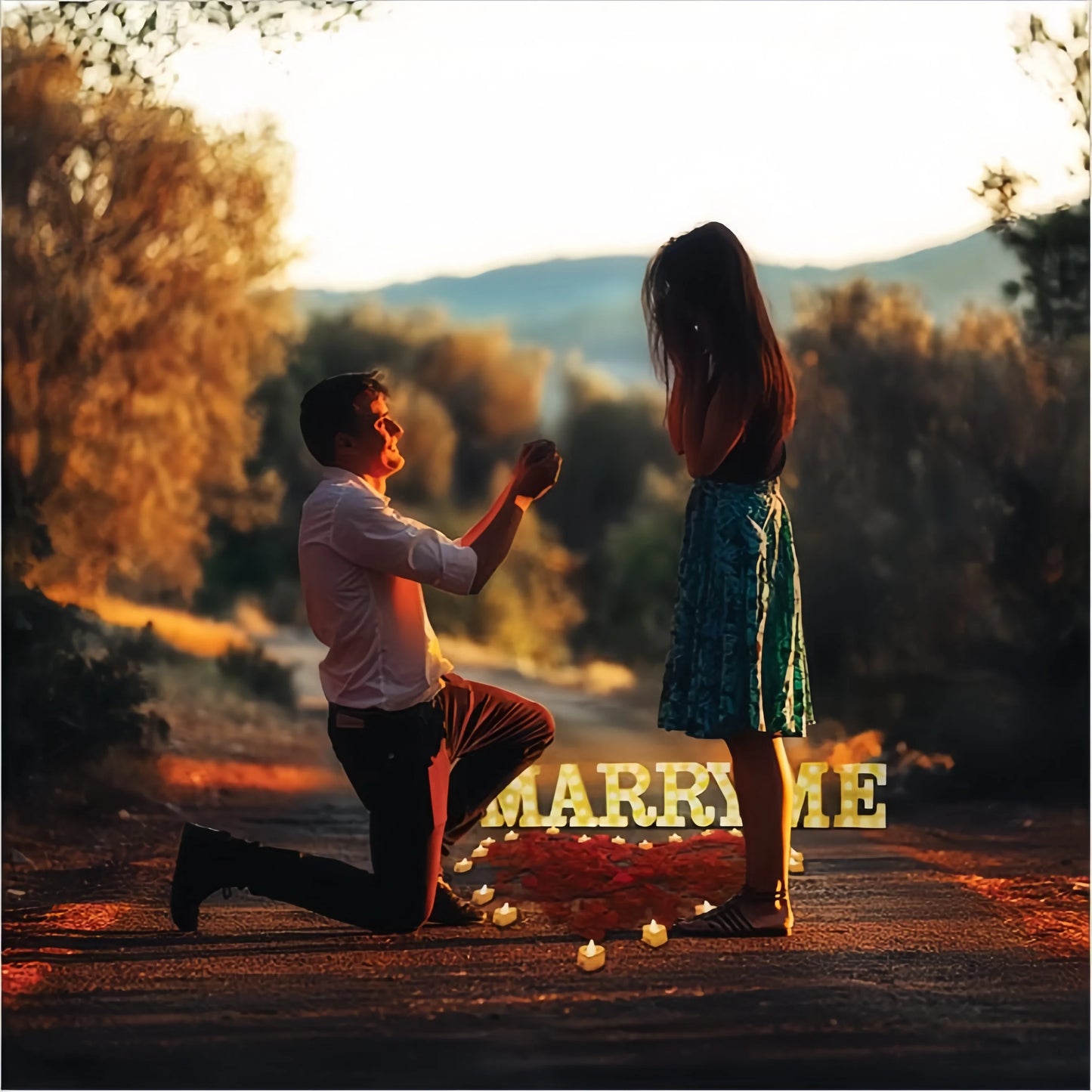 Proposal Decorations Kit Marry Me Light Up Letters 2000 Rose Petals 24 Flameless Candles for Valentine Day Proposal  Engagement