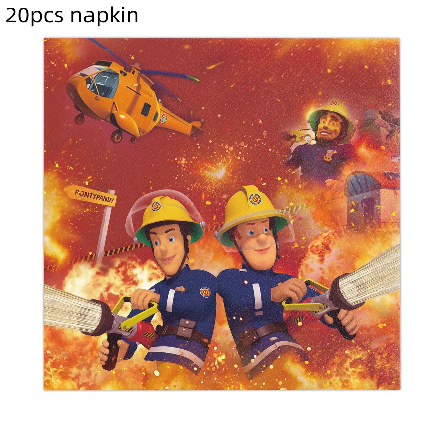 Firefighter Sam Party Supplies Plates Napkins Cups Tablecloth Banner Fire Truck Party Decorations Kids Boys Decor Supplies