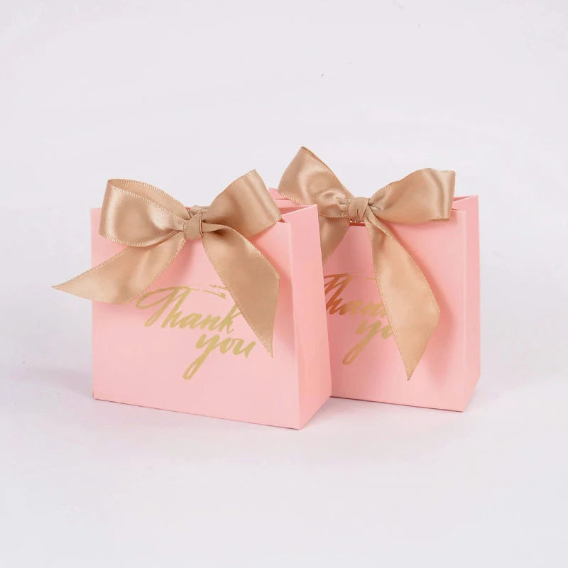 5/10pcs Thank You Candy Box With Ribbon Small Gift Packing Bag For Christmas Wedding Baby Shower Birthday Party gift for guests