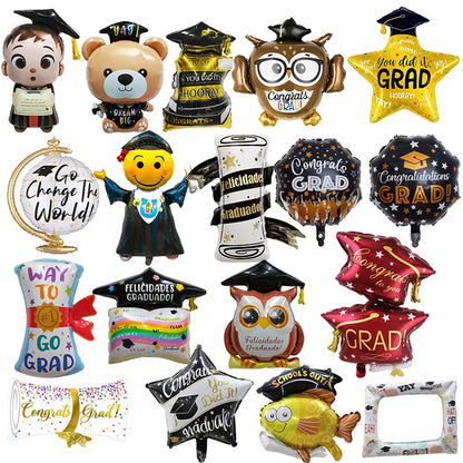 New graduation doctoral student owl graduation certificate graduation bear shaped aluminum film balloon graduation party decorat